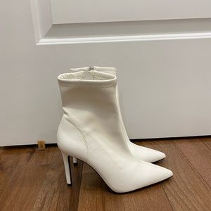 Faux leather white boots